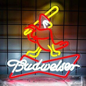 Budweiser Cardinals LED Neon Sign, 16 x 13.25 USB Plug-In Bar Décor - New